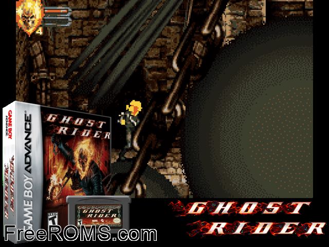 Ghost Rider Gameboy Advance game showing 3D box cover and gameplay screenshot