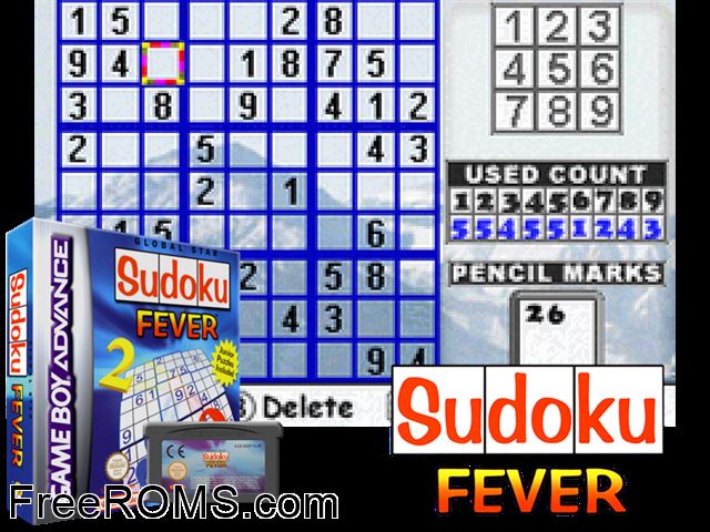 Global Star - Sudoku Fever Gameboy Advance game showing 3D box cover and gameplay screenshot