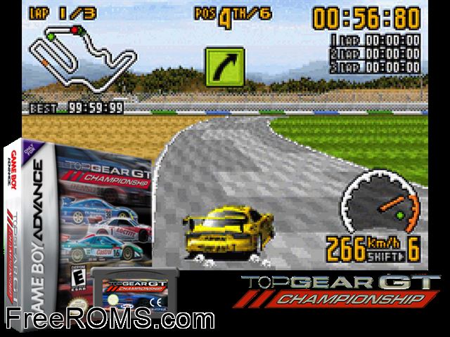 Gt Championship Gameboy Advance game showing 3D box cover and gameplay screenshot