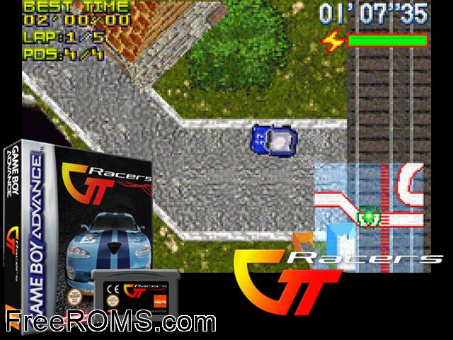 Gt Racers Gameboy Advance game showing 3D box cover and gameplay screenshot