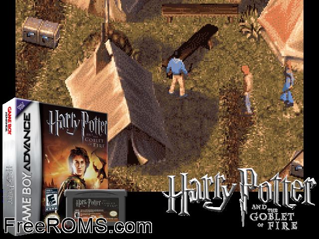 Harry Potter And The Goblet Of Fire Gameboy Advance game showing 3D box cover and gameplay screenshot
