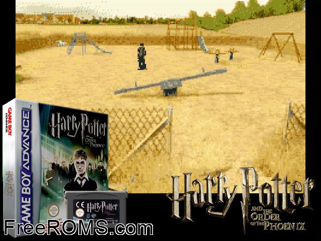 Harry Potter And The Order Of The Phoenix Gameboy Advance game showing 3D box cover and gameplay screenshot