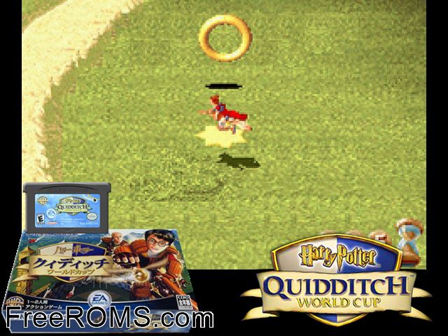 Harry Potter - Quidditch World Cup (Japan) Gameboy Advance game showing 3D box cover and gameplay screenshot