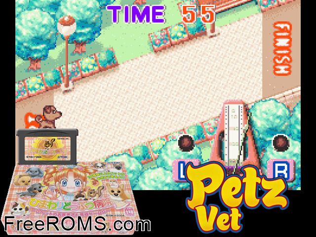 Himawari Doubutsu Byouin - Pet No Oishasan Ikusei Game (Japan) Gameboy Advance game showing 3D box cover and gameplay screenshot
