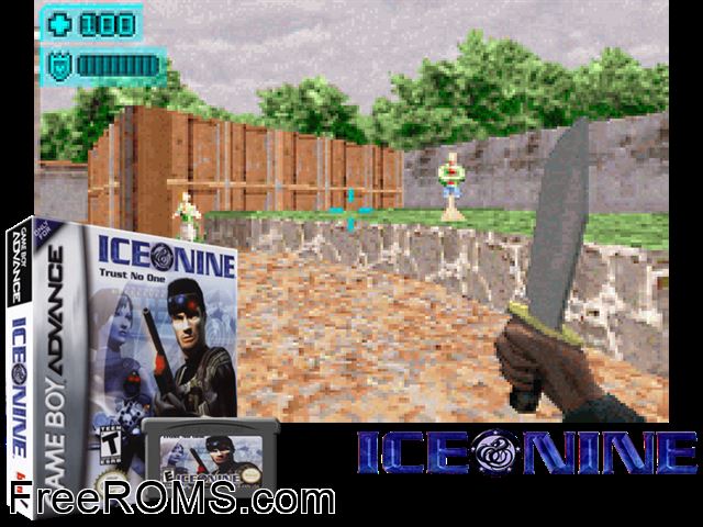 Ice Nine Gameboy Advance game showing 3D box cover and gameplay screenshot