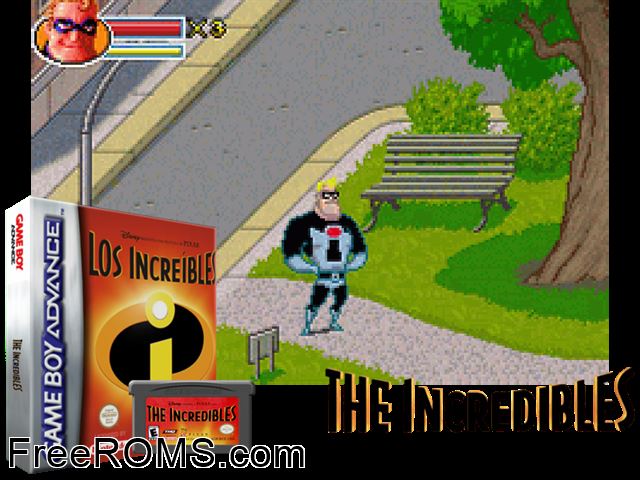 Increibles, Los (Spain) Gameboy Advance game showing 3D box cover and gameplay screenshot