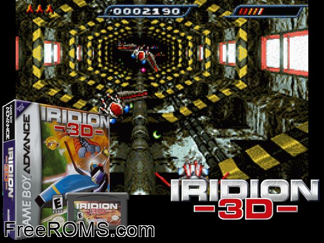 Iridion 3d Gameboy Advance game showing 3D box cover and gameplay screenshot