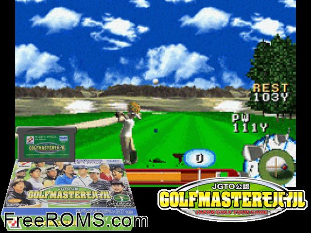 Jgto Kounin Golf Master Mobile - Japan Golf Tour Game (Japan) Gameboy Advance game showing 3D box cover and gameplay screenshot