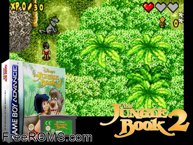 Jungle Book 2, The Gameboy Advance game showing 3D box cover and gameplay screenshot