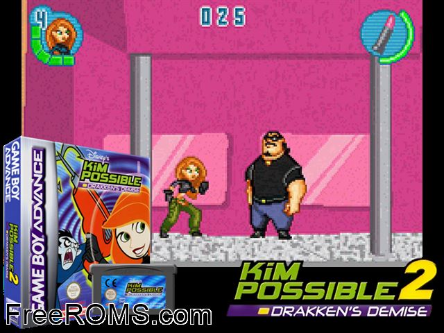 Kim Possible 2 - Drakken's Demise Gameboy Advance game showing 3D box cover and gameplay screenshot