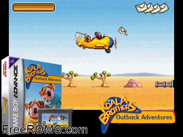 Koala Brothers - Outback Adventures Gameboy Advance game showing 3D box cover and gameplay screenshot