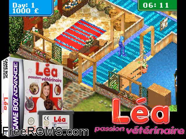 Lea - Passion Veterinaire (France) Gameboy Advance game showing 3D box cover and gameplay screenshot