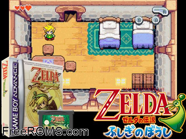 Legend Of Zelda, The The Minish Cap Gameboy Advance game showing 3D box cover and gameplay screenshot