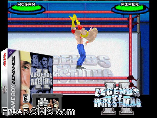 Legends Of Wrestling II Gameboy Advance game showing 3D box cover and gameplay screenshot