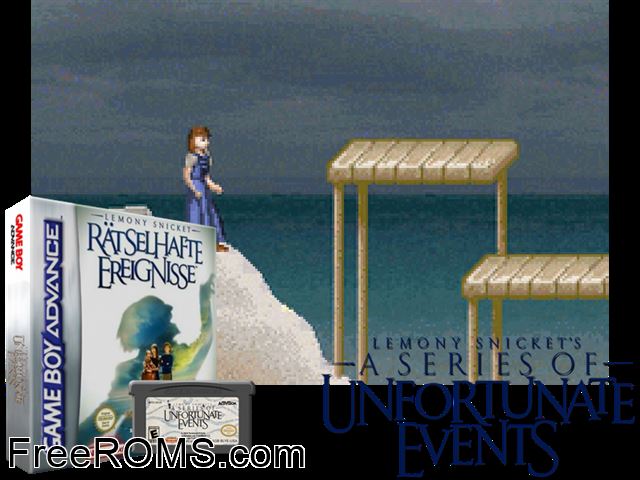 Lemony Snicket - Raetselhafte Ereignisse (Germany) Gameboy Advance game showing 3D box cover and gameplay screenshot