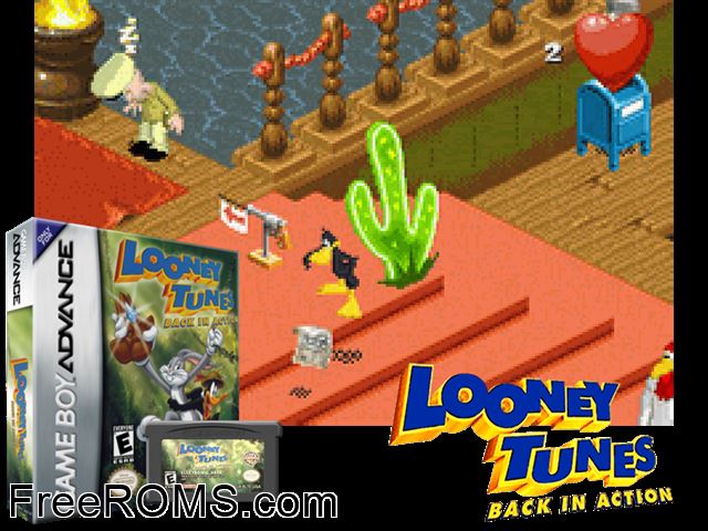 Looney Tunes - Back In Action Gameboy Advance game showing 3D box cover and gameplay screenshot