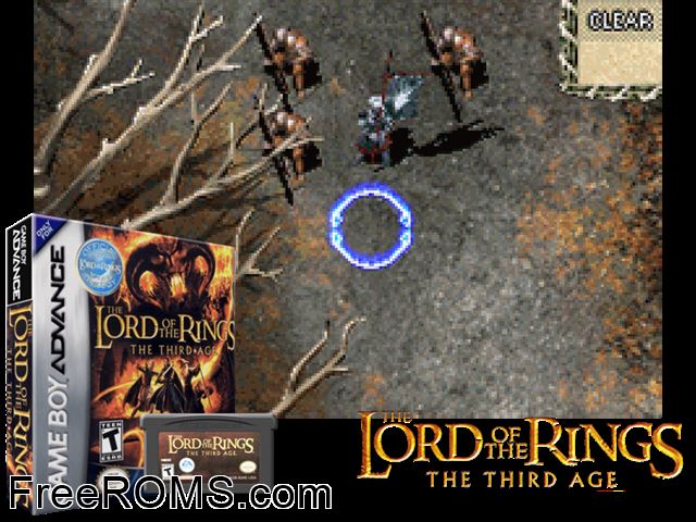 Lord Of The Rings, The - The Third Age Gameboy Advance game showing 3D box cover and gameplay screenshot