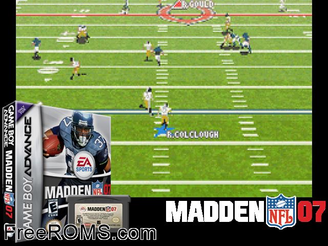 Madden NFL 07 Gameboy Advance game showing 3D box cover and gameplay screenshot