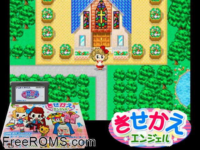 Majokko Cream-Chan No Gokko Series 2 - Kisekae Angel (Japan) Gameboy Advance game showing 3D box cover and gameplay screenshot