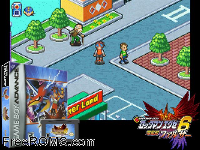 Megaman Battle Network 6 Cybeast Falzar Gameboy Advance game showing 3D box cover and gameplay screenshot