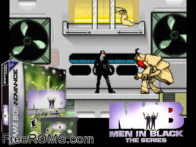 Men In Black - The Series Gameboy Advance game showing 3D box cover and gameplay screenshot