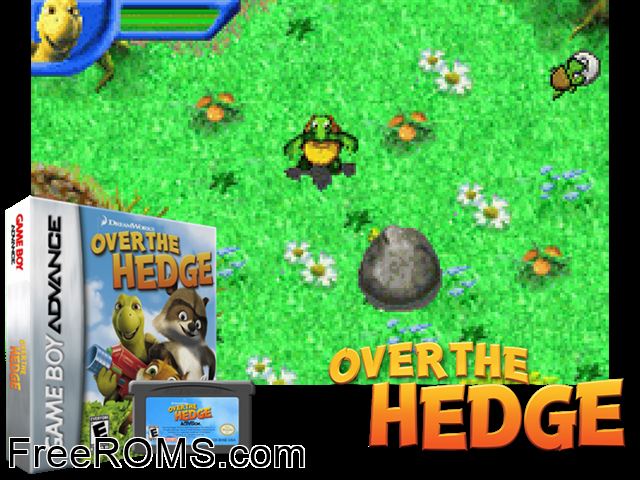 Over The Hedge - Beesten Bij De Buren (N) Gameboy Advance game showing 3D box cover and gameplay screenshot
