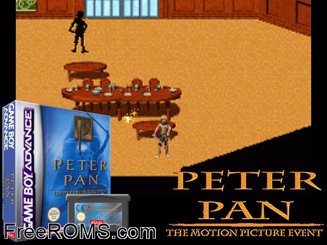 Peter Pan - The Motion Picture Event Gameboy Advance game showing 3D box cover and gameplay screenshot