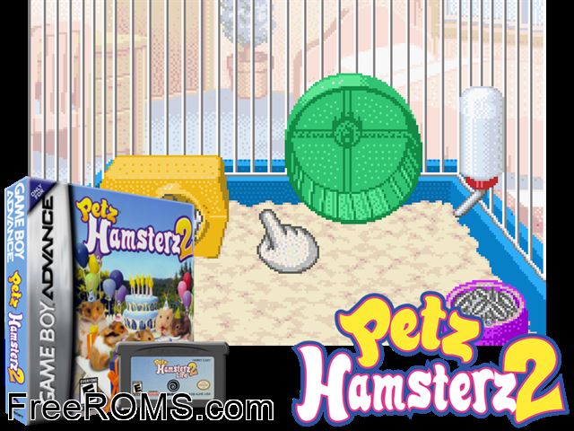 Petz - Hamsterz Life 2 Gameboy Advance game showing 3D box cover and gameplay screenshot