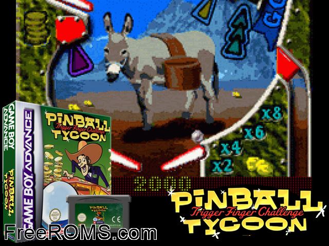 Pinball Tycoon Gameboy Advance game showing 3D box cover and gameplay screenshot