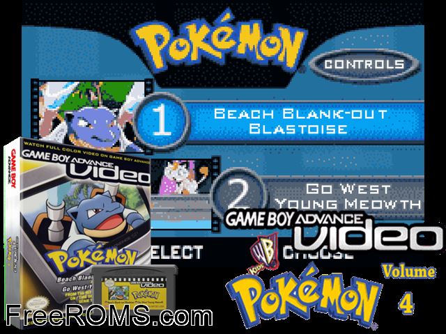 Pokemon: Volume 4 (Video) Gameboy Advance game showing 3D box cover and gameplay screenshot