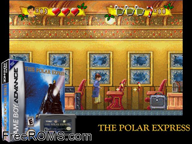 Polar Express, The Gameboy Advance game showing 3D box cover and gameplay screenshot