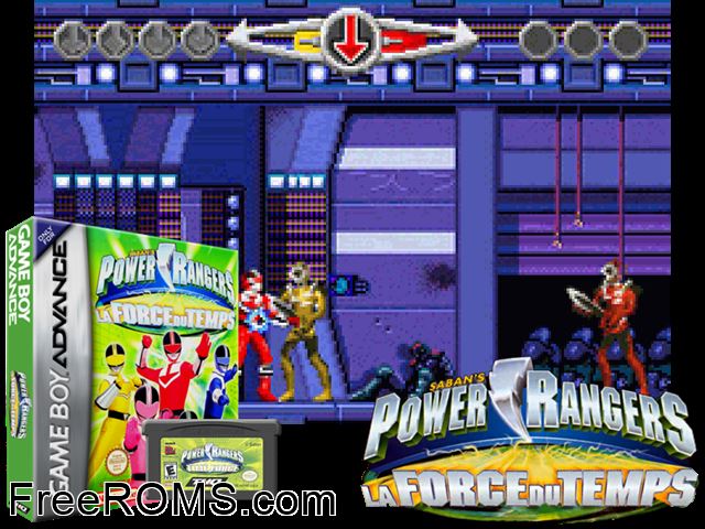 Power Rangers - La Force Du Temps (France) Gameboy Advance game showing 3D box cover and gameplay screenshot