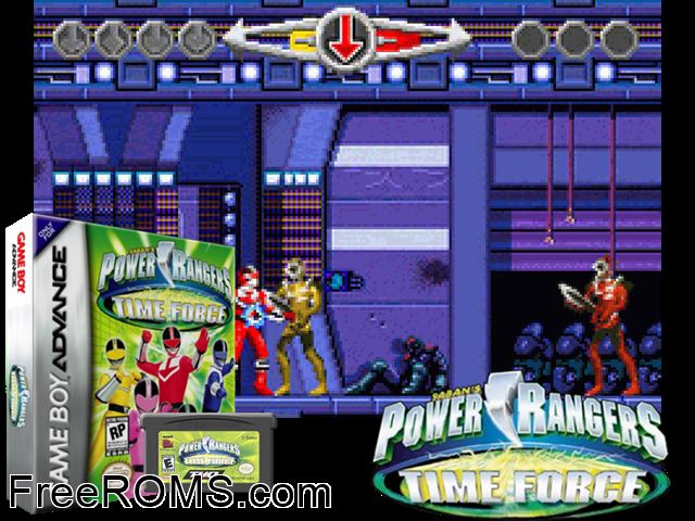 Power Rangers - Time Force Gameboy Advance game showing 3D box cover and gameplay screenshot