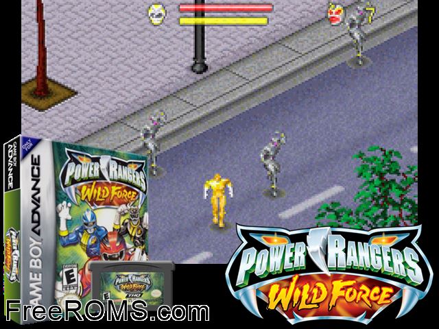 Power Rangers - Wild Force Gameboy Advance game showing 3D box cover and gameplay screenshot