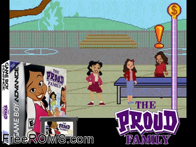 Proud Family, The Gameboy Advance game showing 3D box cover and gameplay screenshot