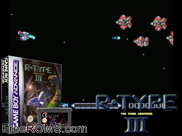 R-Type III - The Third Lightning Gameboy Advance game showing 3D box cover and gameplay screenshot