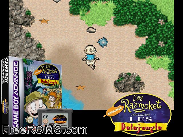 Razmoket Rencontrent Les Delajungle, Les (France) Gameboy Advance game showing 3D box cover and gameplay screenshot