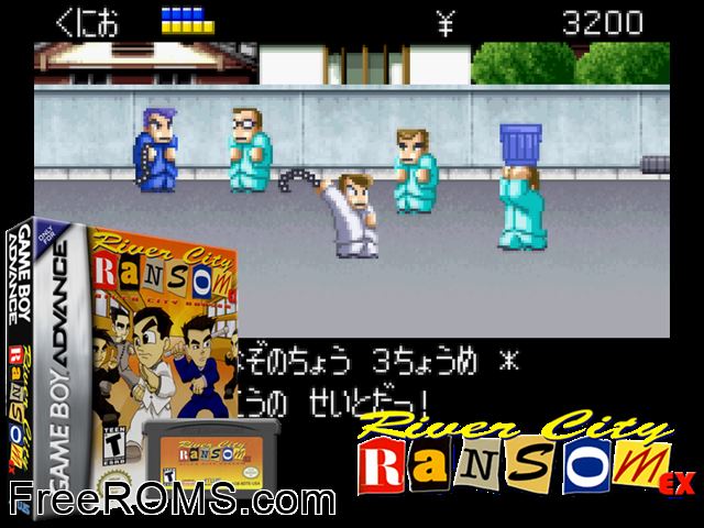 River City Ransom Ex Gameboy Advance game showing 3D box cover and gameplay screenshot