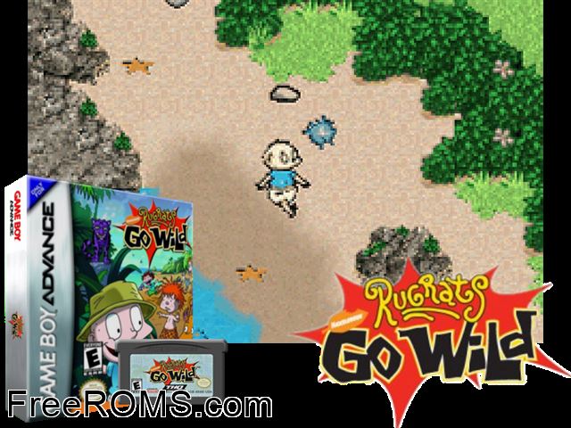 Rugrats - Go Wild Gameboy Advance game showing 3D box cover and gameplay screenshot
