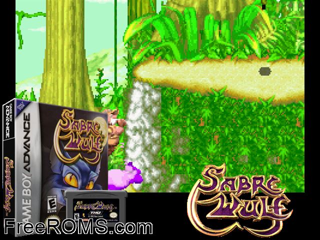 Sabre Wulf Gameboy Advance game showing 3D box cover and gameplay screenshot
