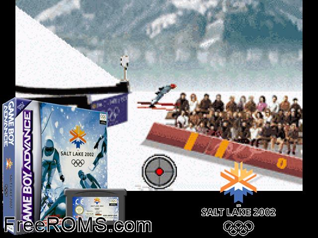 Salt Lake 2002 Gameboy Advance game showing 3D box cover and gameplay screenshot