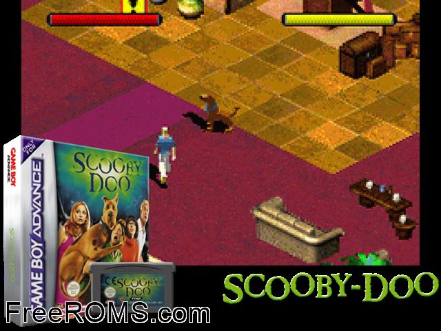 Scooby-Doo Gameboy Advance game showing 3D box cover and gameplay screenshot
