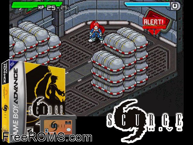 Scurge - Hive Gameboy Advance game showing 3D box cover and gameplay screenshot