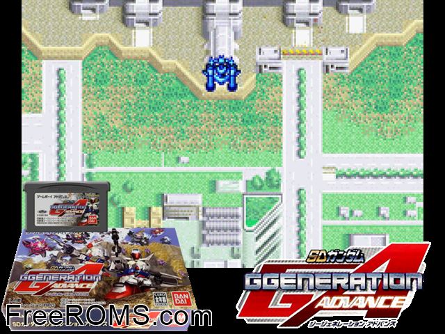 Sd Gundam G-Generation Advance (Japan) Gameboy Advance game showing 3D box cover and gameplay screenshot