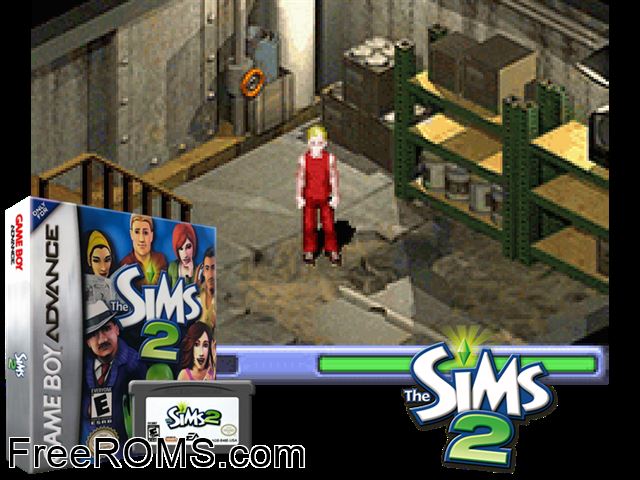 Sims 2, The Gameboy Advance game showing 3D box cover and gameplay screenshot