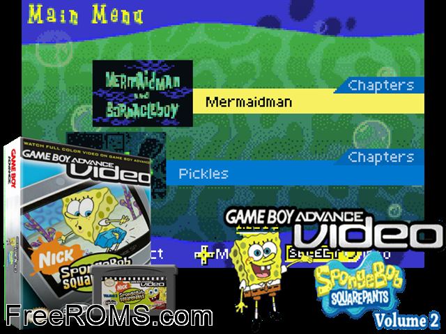 Spongebob Squarepants - Volume 2 (Video) Gameboy Advance game showing 3D box cover and gameplay screenshot