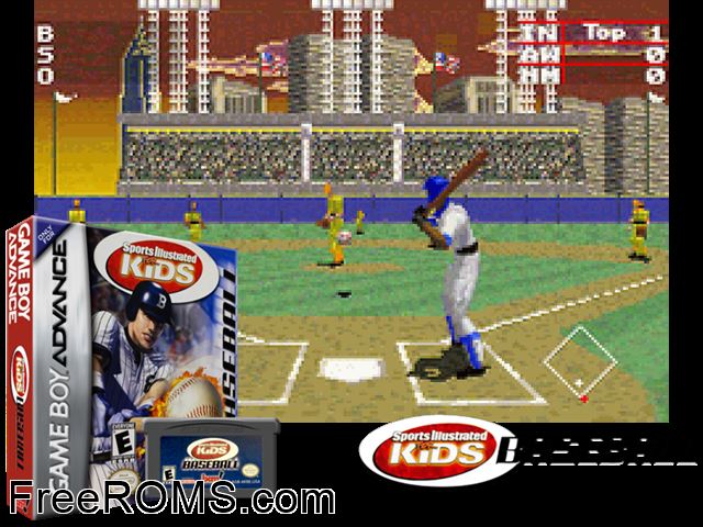 Sports Illustrated For Kids - Baseball Gameboy Advance game showing 3D box cover and gameplay screenshot