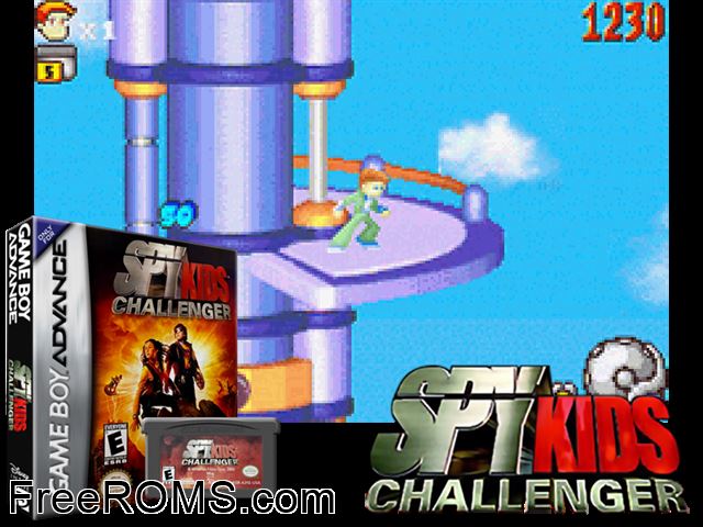 Spy Kids Challenger Gameboy Advance game showing 3D box cover and gameplay screenshot