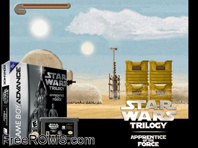 Star Wars Trilogy - Apprentice Of The Force Gameboy Advance game showing 3D box cover and gameplay screenshot