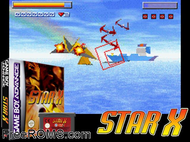 Star X Gameboy Advance game showing 3D box cover and gameplay screenshot